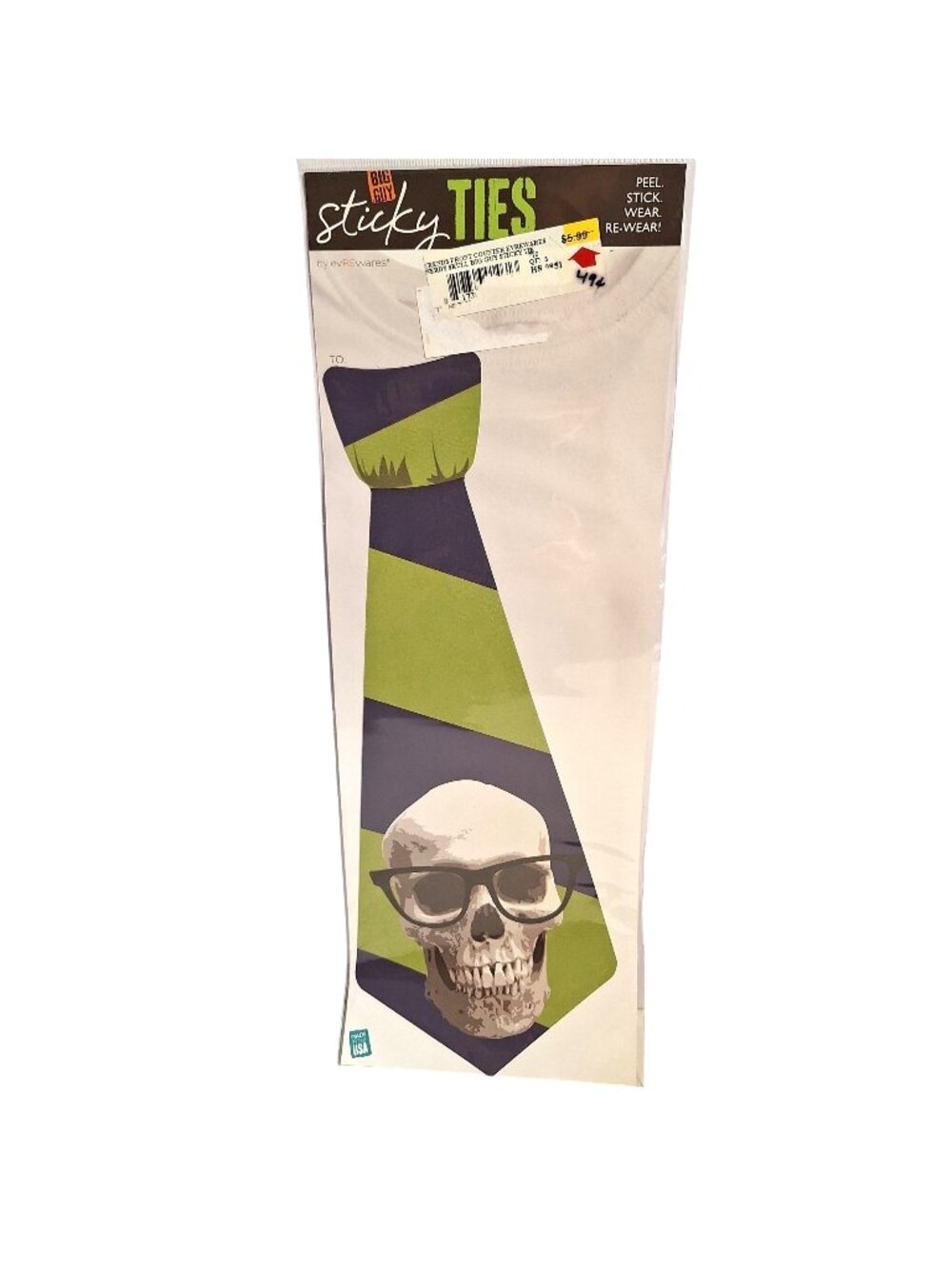 Skull Guy Sticky Ties Reusable Wearable Fabric Sticker Design By EvREwares